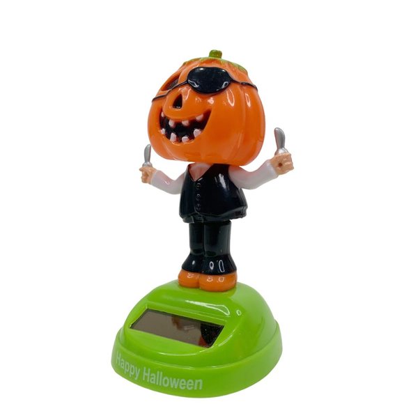 Solar Powered Killer Pumpkin Head Dancer Scary Dancing Bobble Head Halloween - Picture 6 of 9